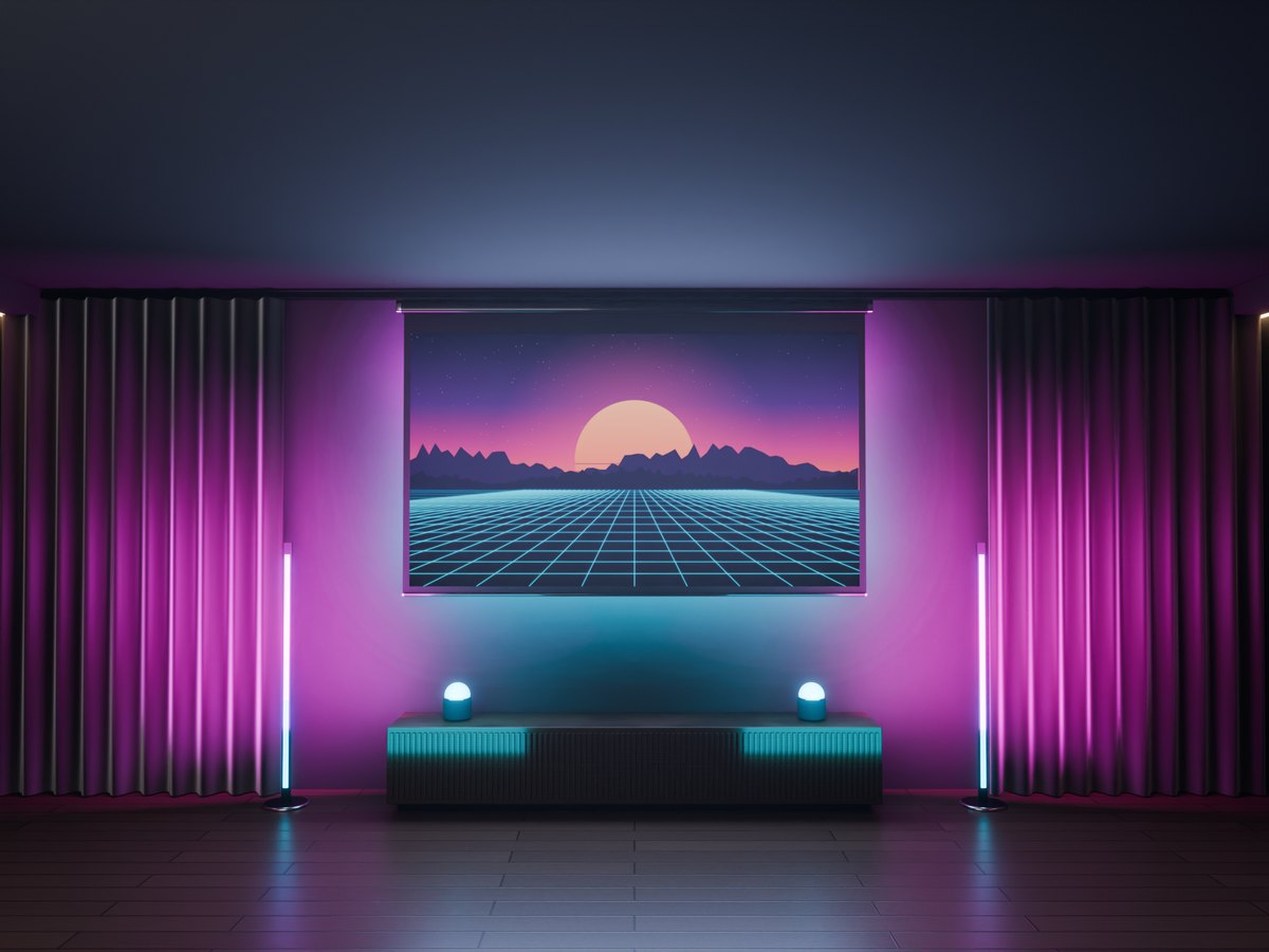The Sync Screen down, a neon picture on it