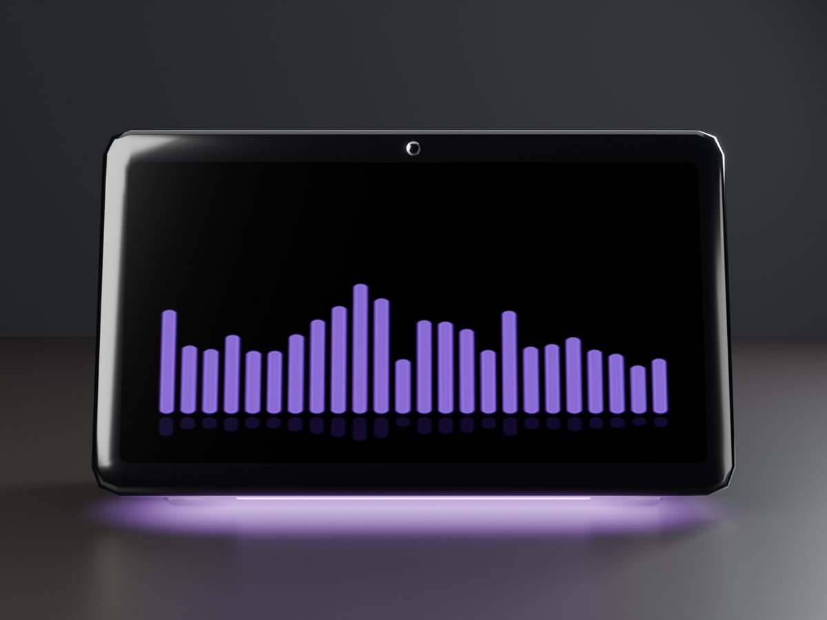 The Visualizer page: violet bars