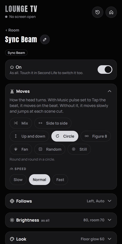 The Sync Beam open on the remote: Moves and Speed
