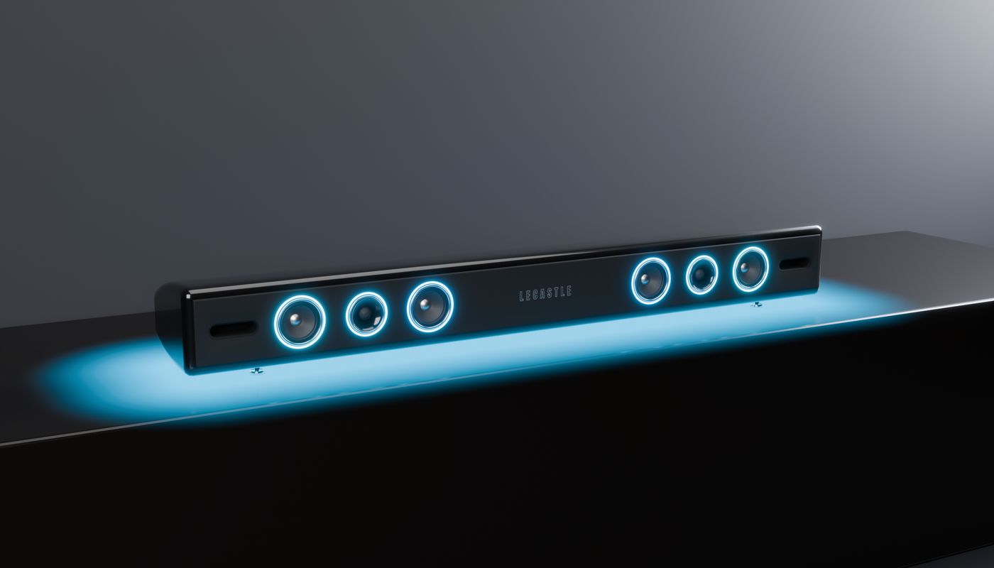 The Sync Soundbar on a console