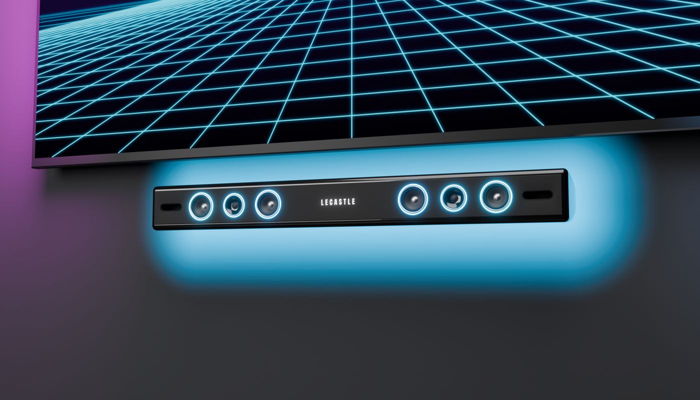 The Sync Soundbar on the wall under a TV