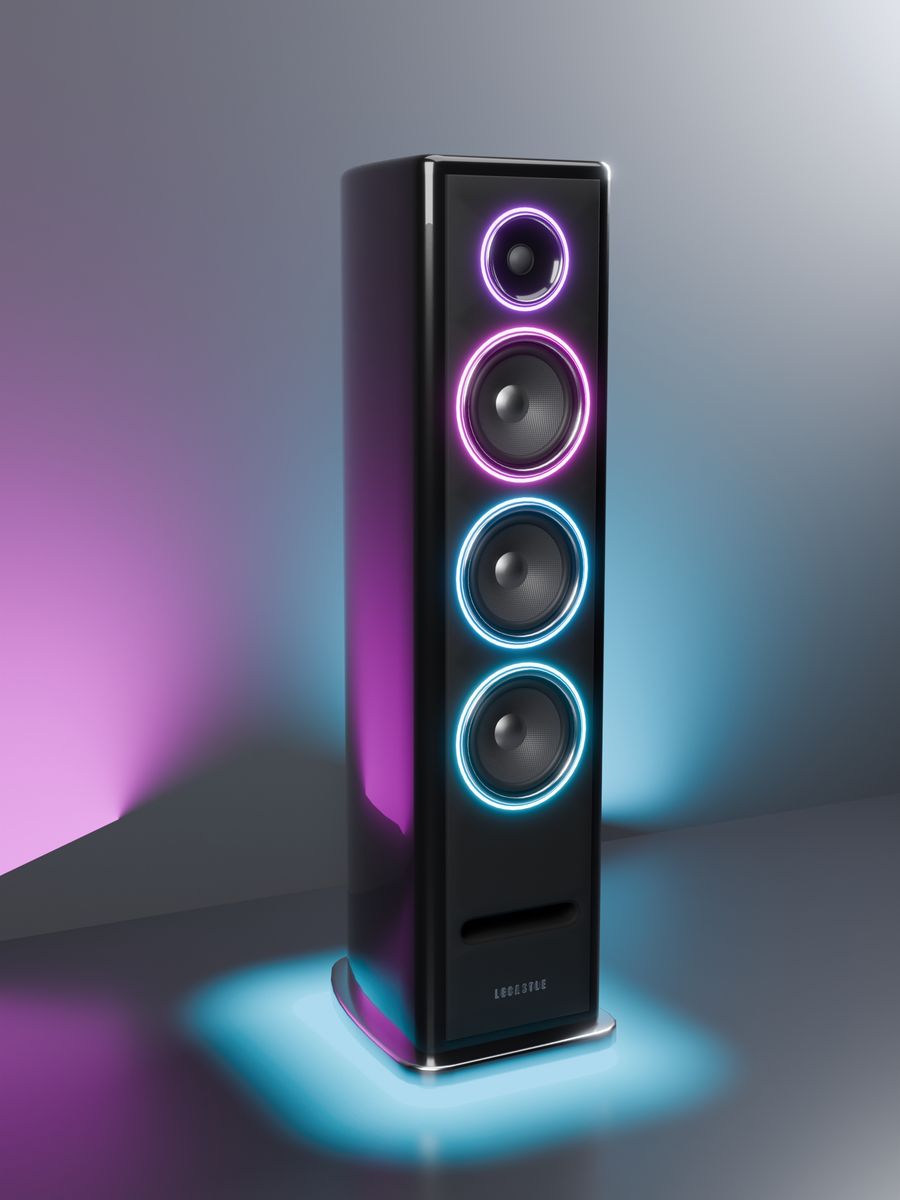 The Sync Speaker tower with four LED rings